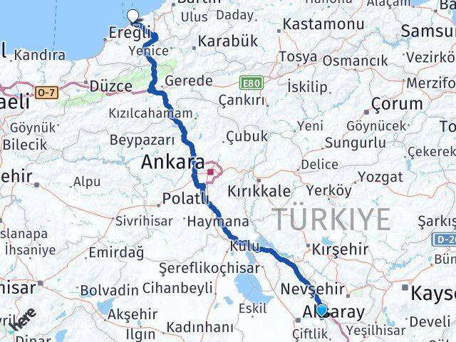 Aksaray Gülağaç Zonguldak Arası Kaç Km - Yol Haritası
