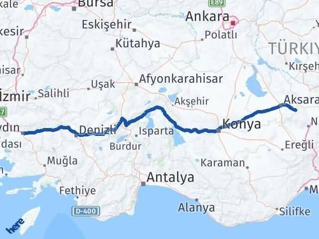 Aksaray Güzelyurt Aydın Arası Kaç Km - Yol Haritası