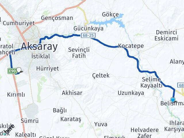 Belisırma Aksaray Üniversitesi Arası Kaç Km - Yol Tarifi