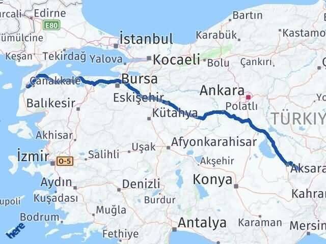 Aksaray Güzelyurt Çanakkale Arası Kaç Km - Yol Haritası