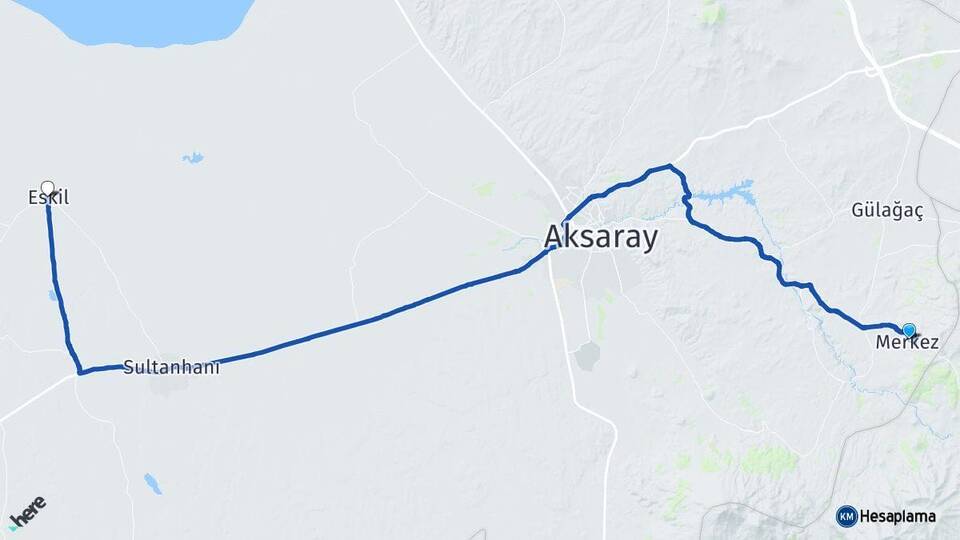Aksaray Güzelyurt Eskil Arası Kaç Km - Yol Haritası