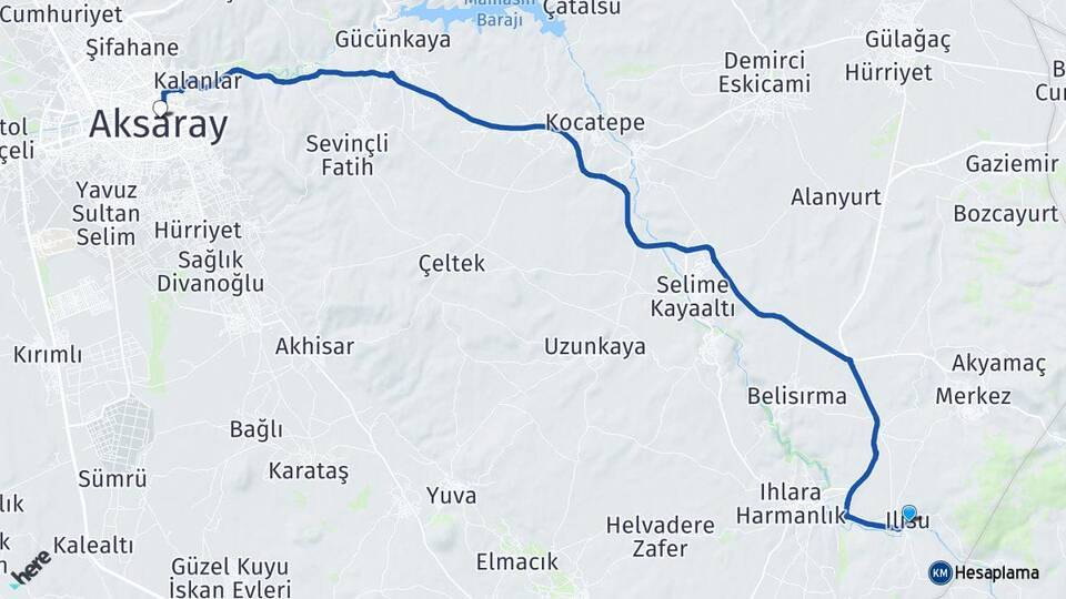 Ilısu Aksaray Arası Kaç Km - Yol Tarifi