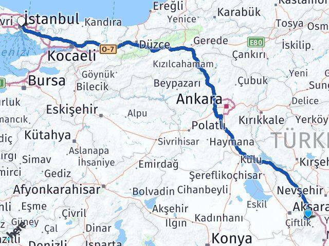 Aksaray Güzelyurt İstanbul Arası Kaç Km - Yol Haritası