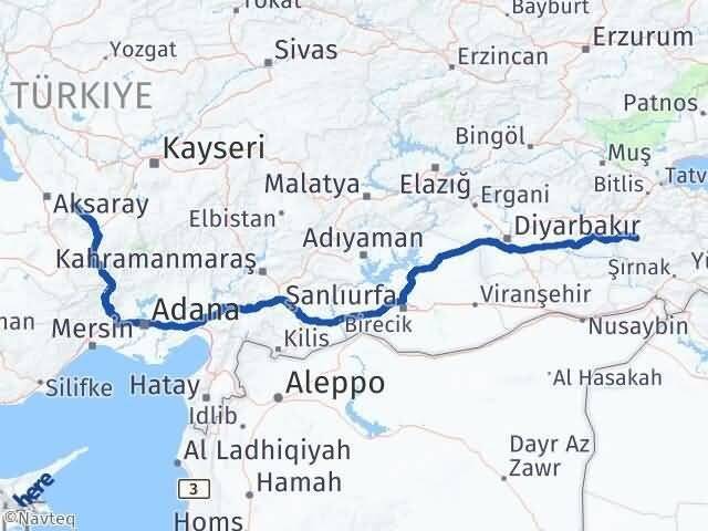 Aksaray Güzelyurt Siirt Arası Kaç Km - Yol Haritası