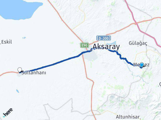 Aksaray Güzelyurt Sultanhanı Arası Kaç Km - Yol Haritası