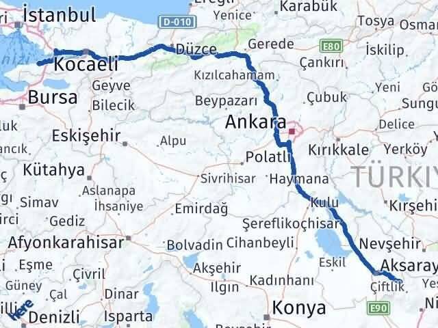 Aksaray Güzelyurt Yalova Arası Kaç Km - Yol Haritası
