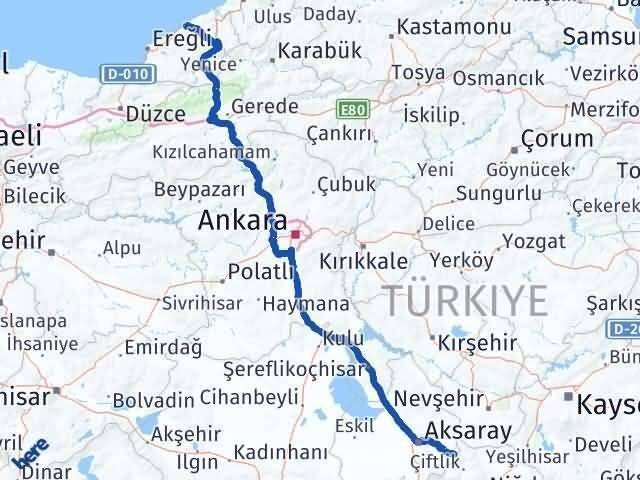 Aksaray Güzelyurt Zonguldak Arası Kaç Km - Yol Haritası