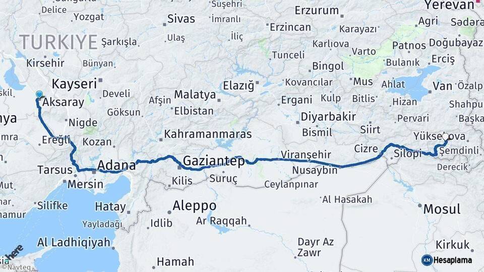 Aksaray Hakkari Arası Kaç Km - Yol Tarifi