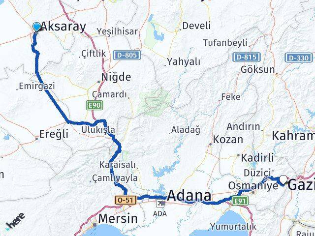 Aksaray Hasanbeyli Osmaniye Arası Kaç Km - Yol Haritası