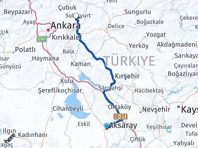 Aksaray Kalecik Ankara Arası Kaç Km - Yol Haritası