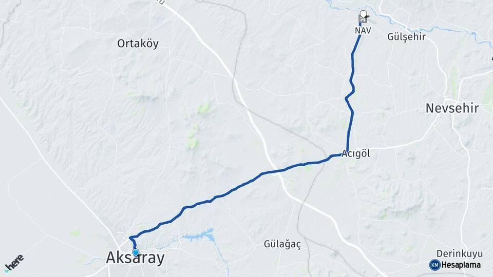 Aksaray Kapadokya Havalimanı Arası Kaç Km - Yol Haritası