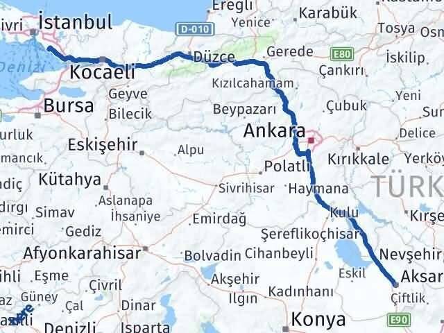 Aksaray Kartal İstanbul Arası Kaç Km - Yol Haritası