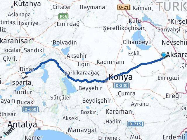 Aksaray Keçiborlu Isparta Arası Kaç Km - Yol Haritası