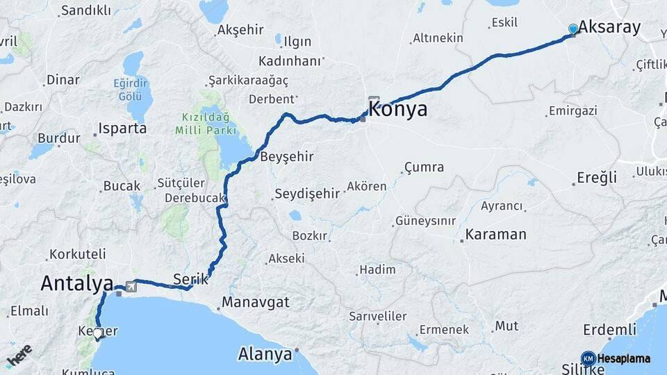Aksaray Kemer Antalya Arası Kaç Km - Yol Haritası