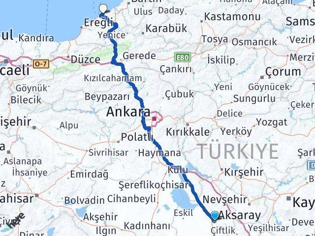 Aksaray Kilimli Zonguldak Arası Kaç Km - Yol Haritası
