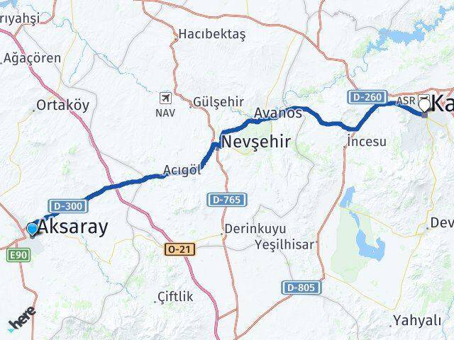 Aksaray Kocasinan Arası Kaç Km - Yol Tarifi