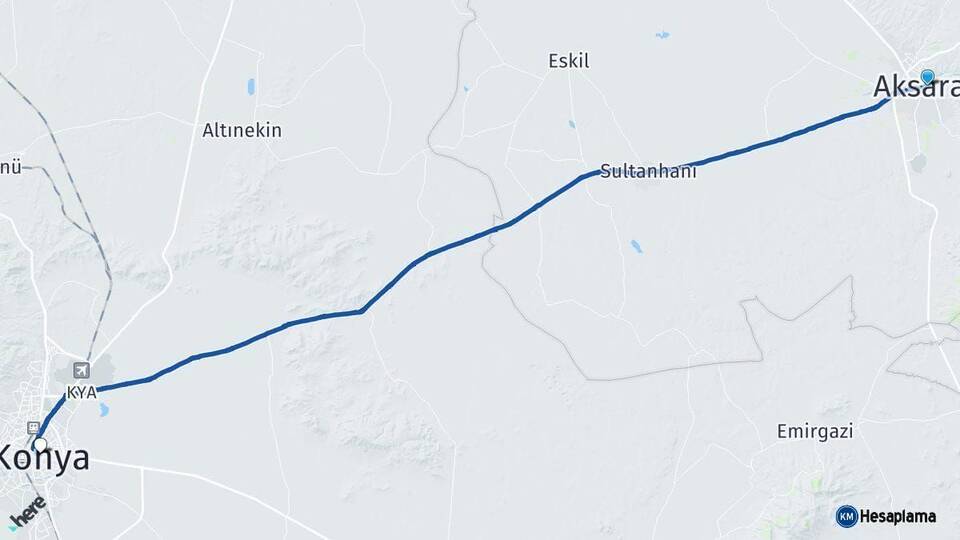 Aksaray Konya Arası Kaç Km - Yol Haritası