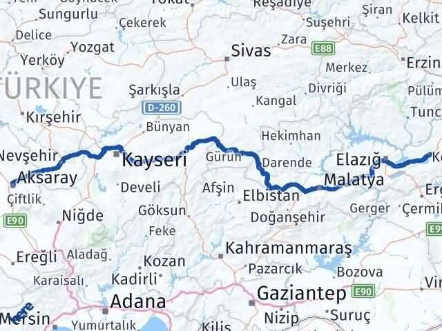 Aksaray Kovancılar Elazığ Arası Kaç Km - Yol Haritası