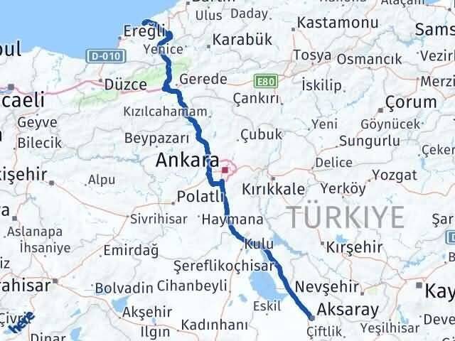 Aksaray Kozlu Zonguldak Arası Kaç Km - Yol Haritası