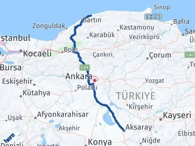 Aksaray Kurucaşile Bartın Arası Kaç Km - Yol Haritası