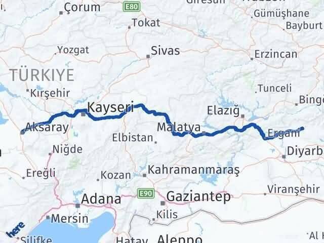 Aksaray Lice Diyarbakır Arası Kaç Km - Yol Haritası