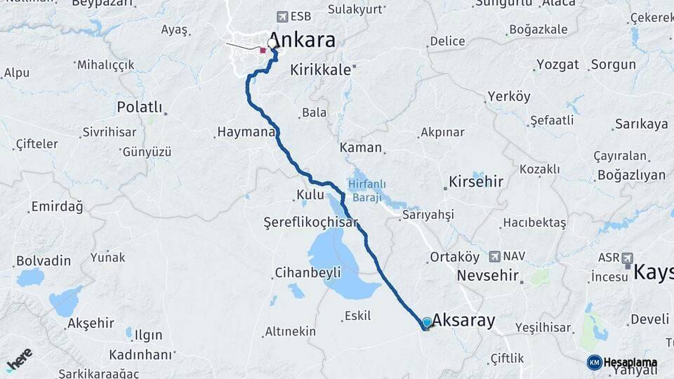 Aksaray Mamak Arası Kaç Km - Yol Tarifi