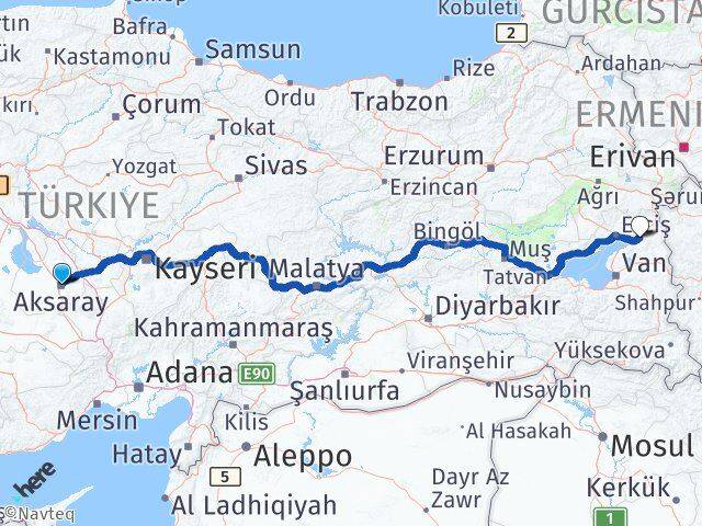 Aksaray Muradiye Van Arası Kaç Km - Yol Haritası