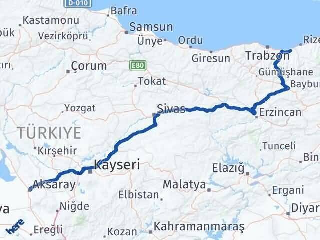 Aksaray Of Trabzon Arası Kaç Km - Yol Haritası