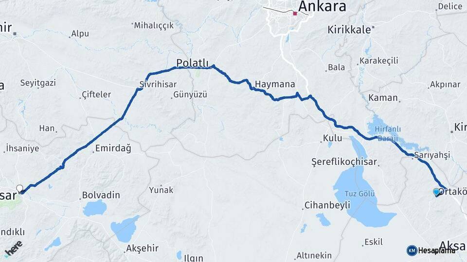 Ortaköy Afyonkarahisar Arası Kaç Km - Yol Tarifi