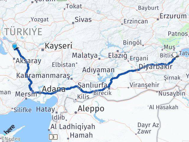 Ortaköy Bitlis Arası Kaç Km - Yol Tarifi