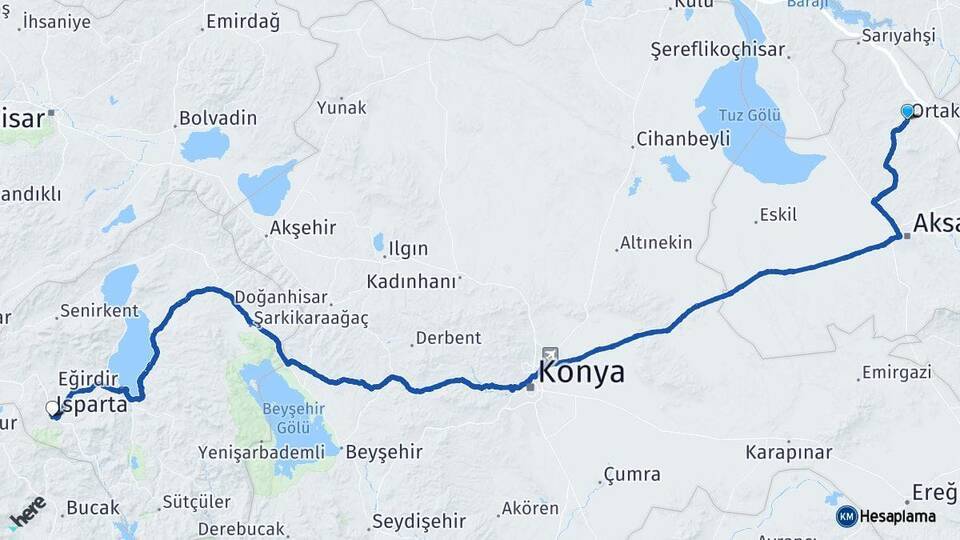 Ortaköy Isparta Arası Kaç Km - Yol Tarifi