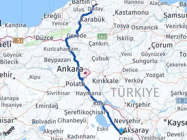 Aksaray Pınarbaşı Kastamonu Arası Kaç Km - Yol Haritası