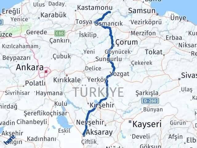 Aksaray Saraydüzü Sinop Arası Kaç Km - Yol Haritası