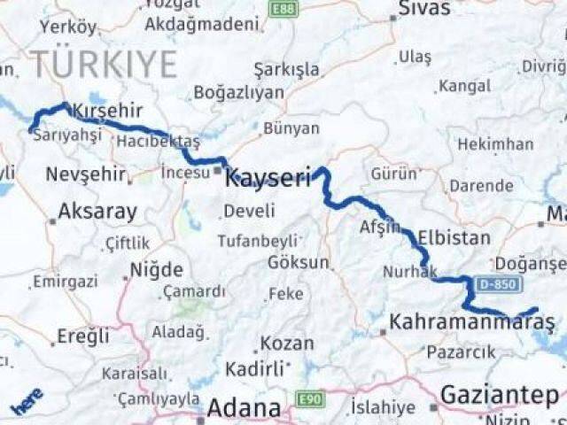 Aksaray Sarıyahşi Adıyaman Arası Kaç Km - Yol Haritası
