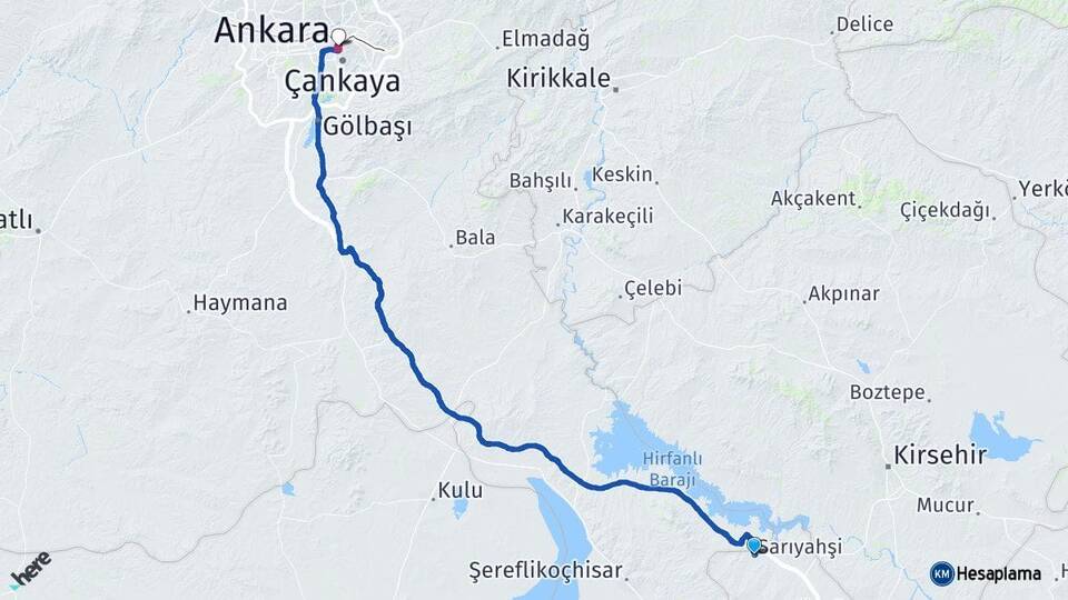 Aksaray Sarıyahşi Ankara Arası Kaç Km - Yol Haritası