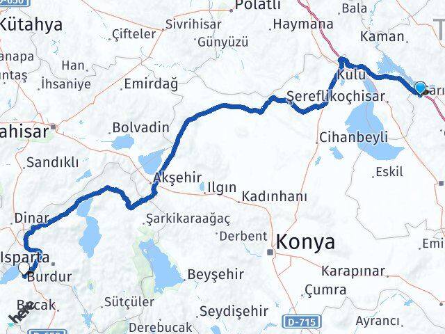 Aksaray Sarıyahşi Burdur Arası Kaç Km - Yol Haritası