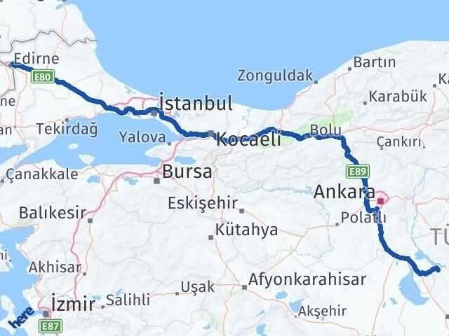Aksaray Sarıyahşi Edirne Arası Kaç Km - Yol Haritası