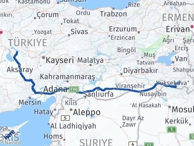 Aksaray Sarıyahşi Hakkari Arası Kaç Km - Yol Haritası