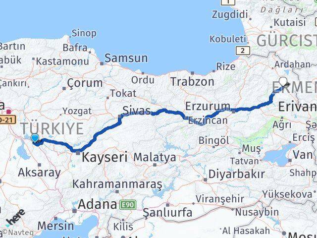 Aksaray Sarıyahşi Kars Arası Kaç Km - Yol Haritası