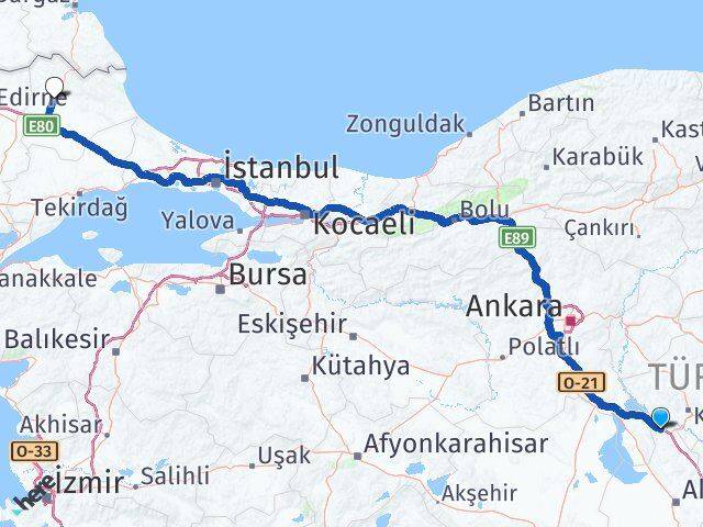Aksaray Sarıyahşi Kırklareli Arası Kaç Km - Yol Haritası