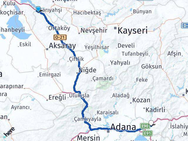 Aksaray Sarıyahşi Osmaniye Arası Kaç Km - Yol Haritası