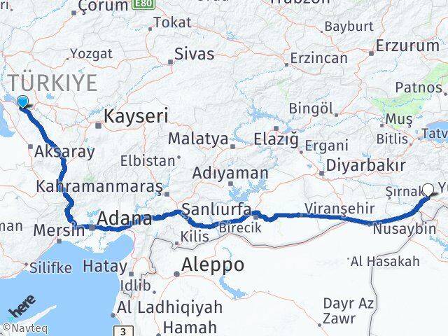 Aksaray Sarıyahşi Şırnak Arası Kaç Km - Yol Haritası