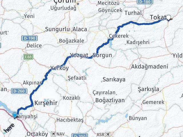 Aksaray Sarıyahşi Tokat Arası Kaç Km - Yol Haritası