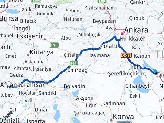 Aksaray Sarıyahşi Uşak Arası Kaç Km - Yol Haritası