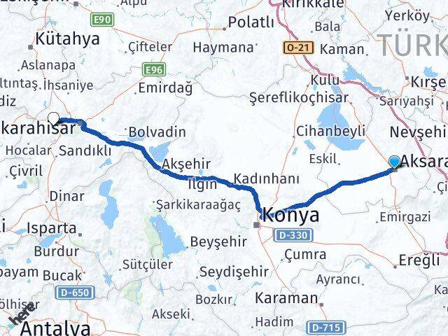 Aksaray Sinanpaşa Afyonkarahisar Arası Kaç Km - Yol Haritası