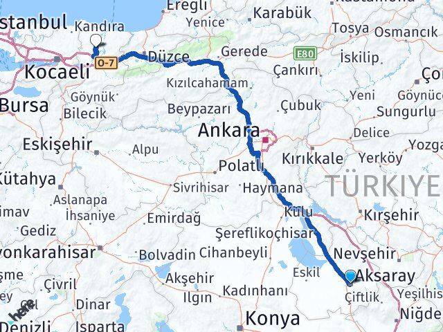 Aksaray Söğütlü Sakarya Arası Kaç Km - Yol Haritası