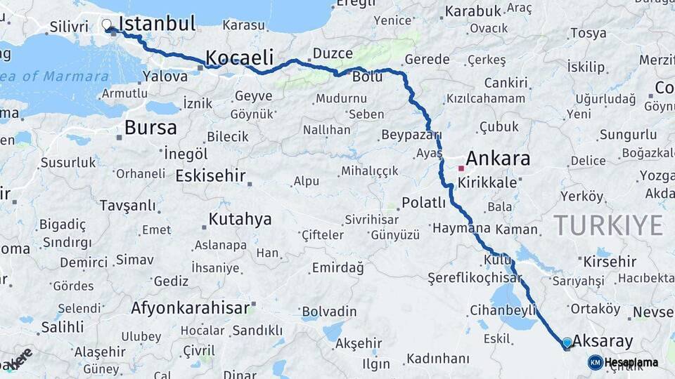 Aksaray Sultangazi İstanbul Arası Kaç Km - Yol Haritası