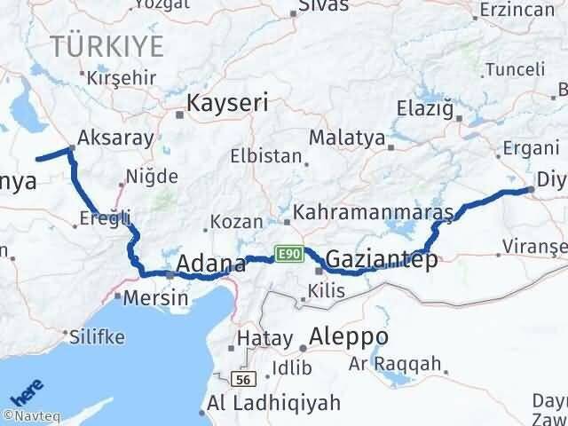 Aksaray Sultanhanı Diyarbakır Arası Kaç Km - Yol Haritası