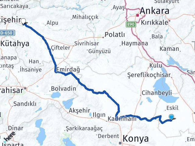 Aksaray Sultanhanı Eskişehir Arası Kaç Km - Yol Haritası