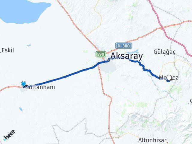 Aksaray Sultanhanı Güzelyurt Arası Kaç Km - Yol Haritası